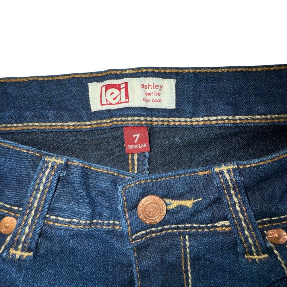 Lei Ashley Lowrise Slim Boot Jeans Flex Stone Wash Women 7 Reg Y2K - Picture 3 of 12